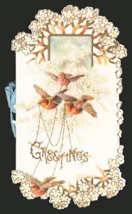 Little Robins in Flight, Christmas Card (chromolitho) Little Robins in Flight, Christmas Card (chromolitho)