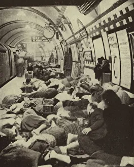 Londoners sheltering from a German air raid on a platform in Piccadilly Underground Station during the Blitz Londoners sheltering from a German air raid on a platform in Piccadilly Underground Station during the Blitz