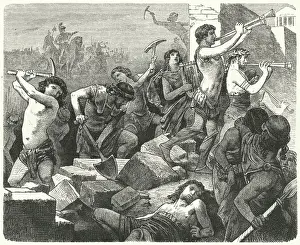 Lysander orders the walls of Athen to be torn down (engraving) Lysander orders the walls of Athen to be torn down (engraving)