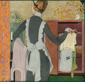 Maid Selecting Clothes for Her Mistress, 1920 (screen print) Maid Selecting Clothes for Her Mistress, 1920 (screen print)