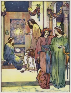 The maidens rise and trim their lamps (colour litho) The maidens rise and trim their lamps (colour litho)