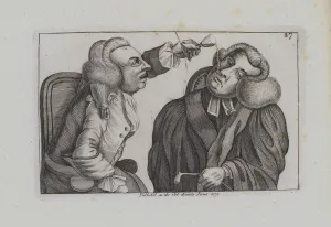 One man dribbles wine from a glass upon another (engraving) One man dribbles wine from a glass upon another (engraving)