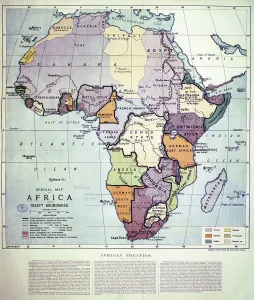 Map of Africa showing Treaty Boundaries, 1891 (colour lithograph) Map of Africa showing Treaty Boundaries, 1891 (colour lithograph)