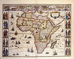 Maps Collection: Map of Africa from William Blaeus Atlas. At the top are the cities of Tangier, ceuta