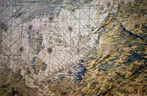Maps Collection: Map of the Mediterranean Sea - Detail of the conquete of Tunis (Tunisia) - Tapestry by Francisco