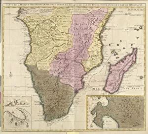 Maps Collection: Map of Meridional Africa (Angola, Namibia, Zambia, Zimbabwe, Mozambique