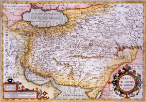 Map of Persia, 1638 (hand-coloured engraving) Map of Persia, 1638 (hand-coloured engraving)
