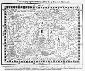 A map showing the journey of the Israelites out of Egypt and into Canaan, facsimile A map showing the journey of the Israelites out of Egypt and into Canaan, facsimile