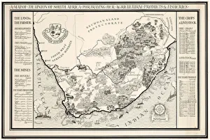 A Map of the Union of South Africa, 1931 (colour litho) A Map of the Union of South Africa, 1931 (colour litho)