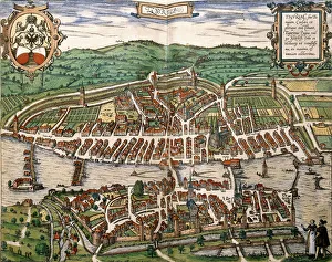 Map of Zurich, 1575 (hand-coloured engraving) Map of Zurich, 1575 (hand-coloured engraving)