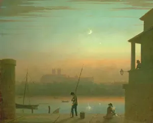 The Thames by Moonlight Print - Fielding, Thales (1793-1837)
