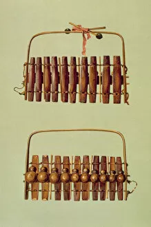 Marimba Collection: Marimba, front and back views, South African, from Musical Instruments
