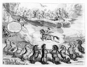 The Marquess of Newcastle riding on Pegasus before an assembly of the Greek Gods The Marquess of Newcastle riding on Pegasus before an assembly of the Greek Gods