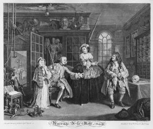 Marriage a la Mode, Plate III, The Inspection, 1745 (engraving) Marriage a la Mode, Plate III, The Inspection, 1745 (engraving)