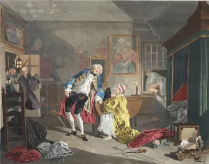 Marriage a la Mode, Plate V, The Bagnio, illustration from Hogarth Restored Marriage a la Mode, Plate V, The Bagnio, illustration from Hogarth Restored