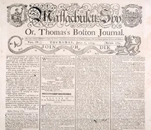 Masthead of the Massachusetts Spy 7th July 1774 (print) Masthead of the Massachusetts Spy 7th July 1774 (print)