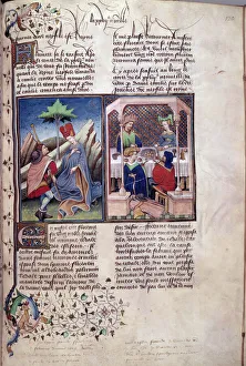 Meal scene and galante scene Page of a manuscript in French of the 'Decameron" Meal scene and galante scene Page of a manuscript in French of the 'Decameron"