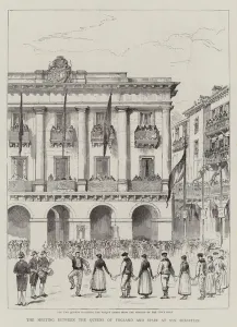 The Meeting between the Queens of England and Spain at San Sebastian (engraving) The Meeting between the Queens of England and Spain at San Sebastian (engraving)