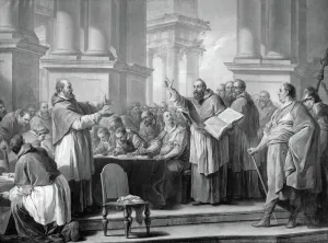 Meeting of St. Augustine and the Donatists (oil on canvas) (b/w photo) Meeting of St. Augustine and the Donatists (oil on canvas) (b/w photo)