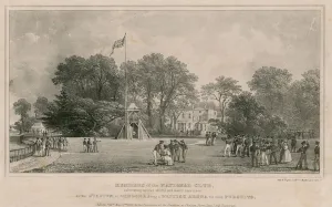 Members of the National Club cultivating various skilful and manly exercises at the Stadium at Chelsea (engraving) Members of the National Club cultivating various skilful and manly exercises at the Stadium at Chelsea (engraving)