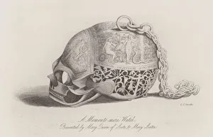 A memento mori watch presented by Mary, Queen of Scots to Mary Seaton (engraving) A memento mori watch presented by Mary, Queen of Scots to Mary Seaton (engraving)
