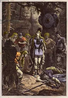Merovingiens: Clovis 1er shooting down the soldier who had broken the vase of Soissons Merovingiens: Clovis 1er shooting down the soldier who had broken the vase of Soissons