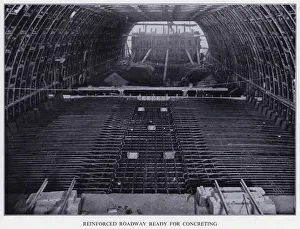 Mersey Tunnel: Reinforced Roadway ready for Concreting (b/w photo) Mersey Tunnel: Reinforced Roadway ready for Concreting (b/w photo)