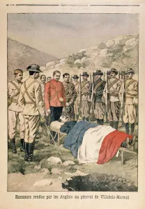Military honours being paid to General Georges de Villebois-Mareuil (1847-1900 Military honours being paid to General Georges de Villebois-Mareuil (1847-1900
