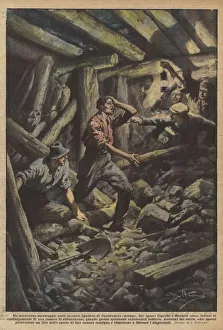 A miraculous rescue in the wood mines of Castelnuovo (Arezzo) (colour litho) A miraculous rescue in the wood mines of Castelnuovo (Arezzo) (colour litho)