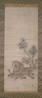 Monkeys with pine saplings and butterfly, c.1800 (watercolour on paper) Monkeys with pine saplings and butterfly, c.1800 (watercolour on paper)