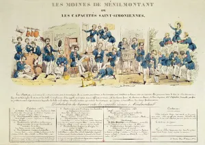 The Monks of Menilmontant or, The Saint-Simonien Capacities, 1820-30 (coloured engraving)