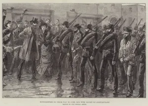 Moonlighters on their Way to Cork Jail with Escort of Constabulary (engraving) Moonlighters on their Way to Cork Jail with Escort of Constabulary (engraving)