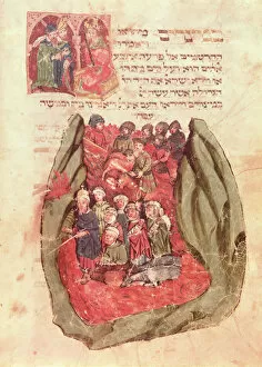 Images Dated 9th June 2006: Moses leads the Children of Israel across the Red Sea from a Jewish Prayer Book, Hamburg