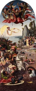 Moses Parting the Red Sea in the Presence of Saint Michael, (oil on panel) Moses Parting the Red Sea in the Presence of Saint Michael, (oil on panel)