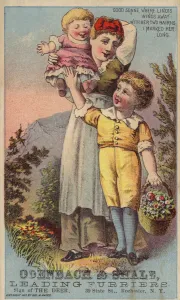 Mother and Two Children Standing on Hill (chromolitho) Mother and Two Children Standing on Hill (chromolitho)