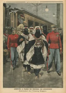 Moussa Ag Amastane arriving in Paris, illustration from Le Petit Journal' Moussa Ag Amastane arriving in Paris, illustration from Le Petit Journal'