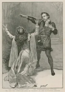 Mr and Mrs Beerbohm Tree in Hamlet at the Haymarket Theatre (engraving) Mr and Mrs Beerbohm Tree in Hamlet at the Haymarket Theatre (engraving)
