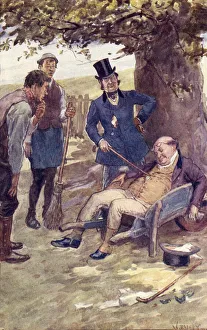 Mr Pickwick awakened by Captain Boldwig, frontispiece from The Pickwick Papers by Charles Dickens (colour litho) Mr Pickwick awakened by Captain Boldwig, frontispiece from The Pickwick Papers by Charles Dickens (colour litho)