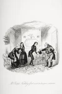 Mr. Ralph Nicklebys first visit to his poor relations, illustration from Nicholas Mr. Ralph Nicklebys first visit to his poor relations, illustration from Nicholas