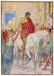 The multitude saluted him with loud acclamations (colour litho) The multitude saluted him with loud acclamations (colour litho)