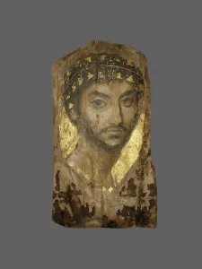Mummy portrait of a man, Egypt, Fayum region (wax, gold, pigment & wood) Mummy portrait of a man, Egypt, Fayum region (wax, gold, pigment & wood)