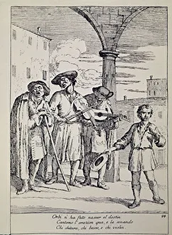 Musicians (Musicians) Engraving by Zampini, 19th century Venice, Correr museum Musicians (Musicians) Engraving by Zampini, 19th century Venice, Correr museum