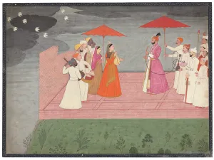 Musicians playing a raga for Balwant Dev Singh during the rainy season, c Musicians playing a raga for Balwant Dev Singh during the rainy season, c