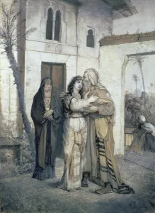 Nathan Greeted by Rachel, 1876 (oil on canvas) Nathan Greeted by Rachel, 1876 (oil on canvas)