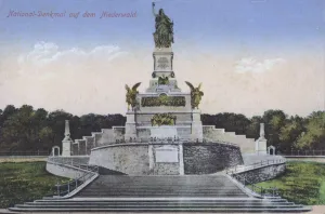 Nationaldenkmal, monument commemorating the unification of Germany, Rudesheim am Rhein, Hesse (coloured photo) Nationaldenkmal, monument commemorating the unification of Germany, Rudesheim am Rhein, Hesse (coloured photo)