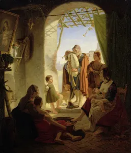 Neapolitan bagpipe player in wintry Rome, 1833 (oil on panel) Neapolitan bagpipe player in wintry Rome, 1833 (oil on panel)