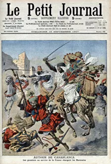 Casablanca Collection: Near Casablanca, the goumiers charging at the Moroccans, illustration from Le Petit Journal
