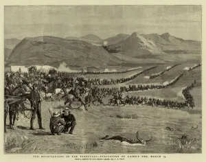 The Negotiations in the Transvaal, Evacuation of Laing's Nek, 24 March (engraving) The Negotiations in the Transvaal, Evacuation of Laing's Nek, 24 March (engraving)