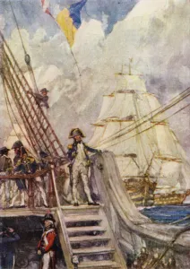 Nelson in chase of the French Fleet (colour litho) Nelson in chase of the French Fleet (colour litho)