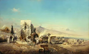 A Neopolitan Village with Vesuvius in the Distance, 1889 (oil on canvas) A Neopolitan Village with Vesuvius in the Distance, 1889 (oil on canvas)